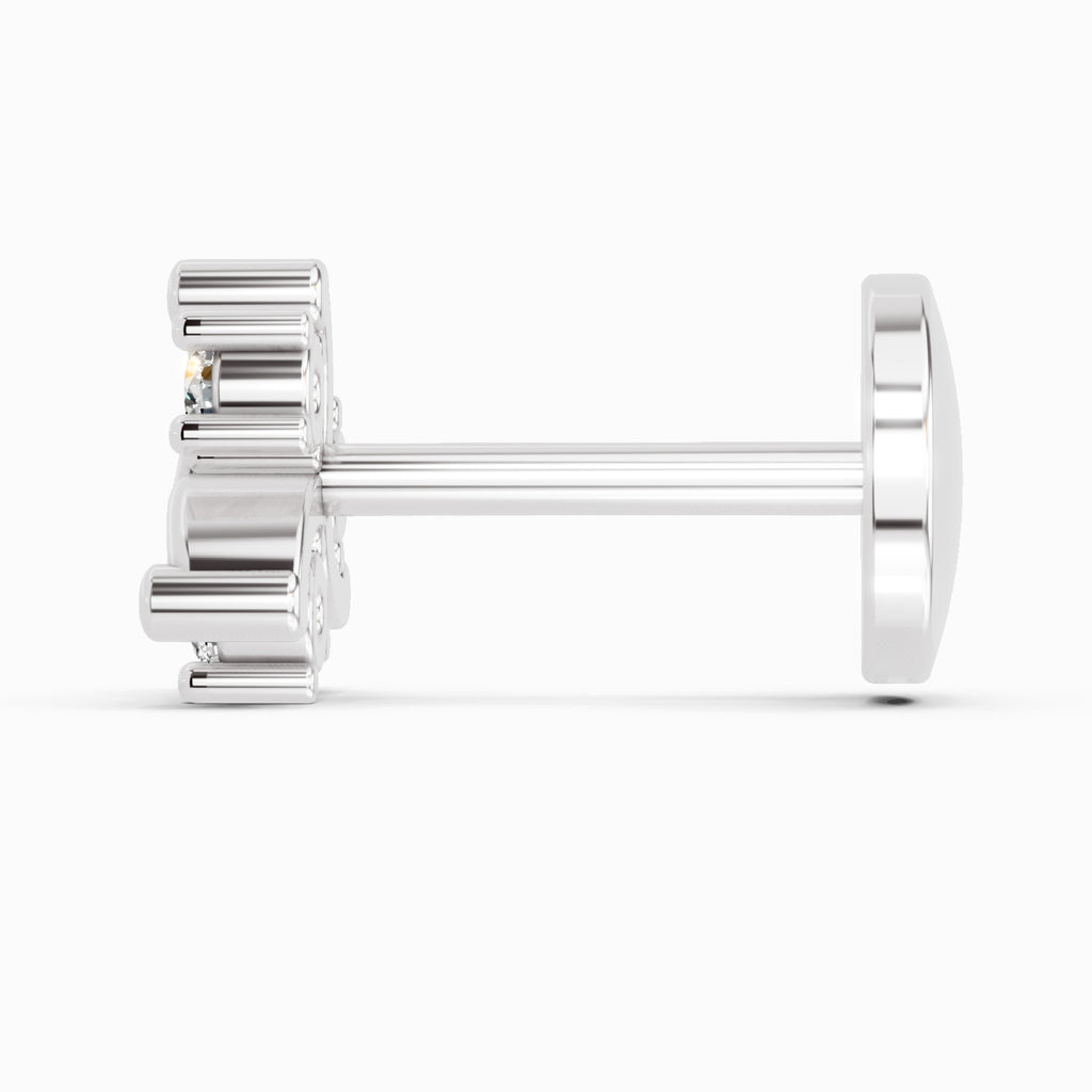 0.03 Carat Trinity Bloom Nose Pin | 14K White Gold