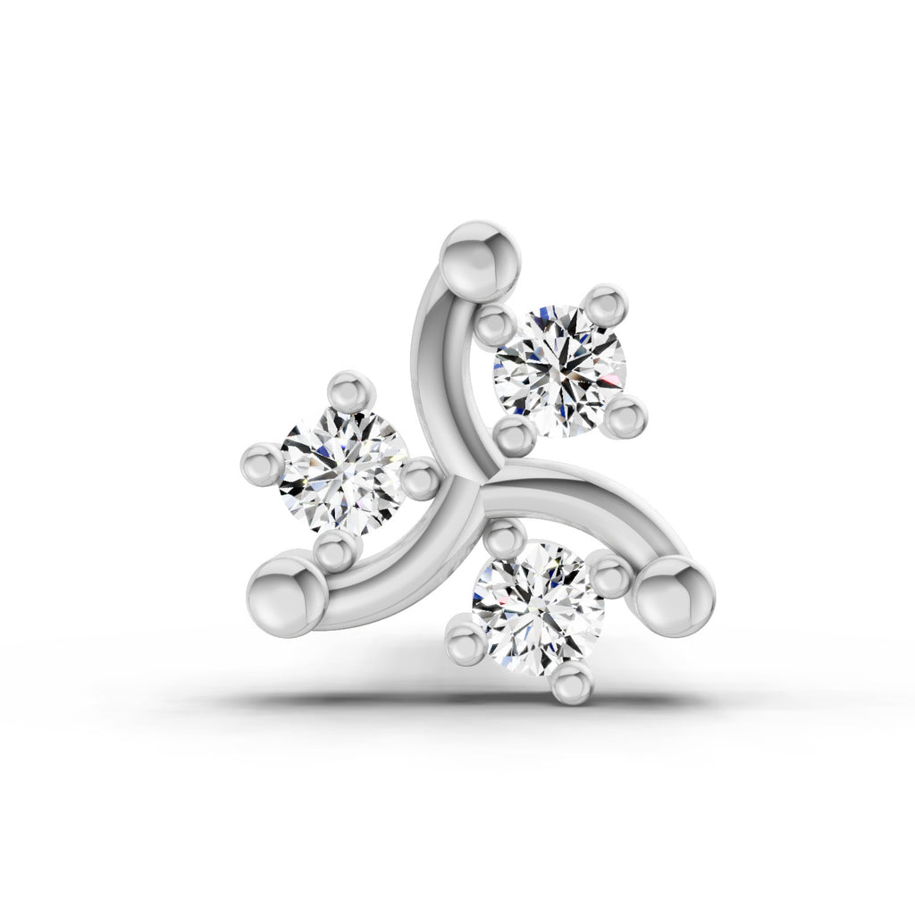 0.03 Carat Trinity Bloom Nose Pin | 14K White Gold