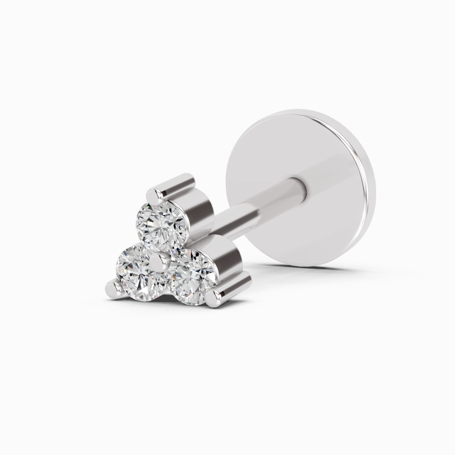 0.03 Ct Triangle Stud Round Shape Nose Pin | 14K Yellow Gold
