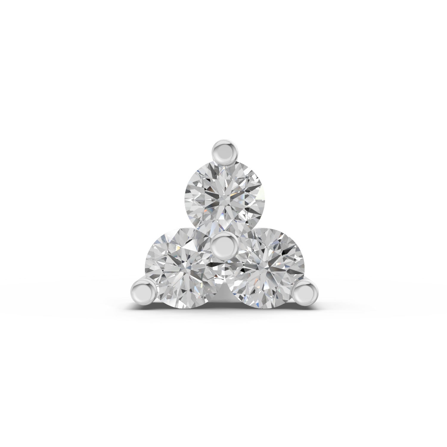 0.03 Ct Triangle Stud Round Shape Nose Pin | 14K White Gold