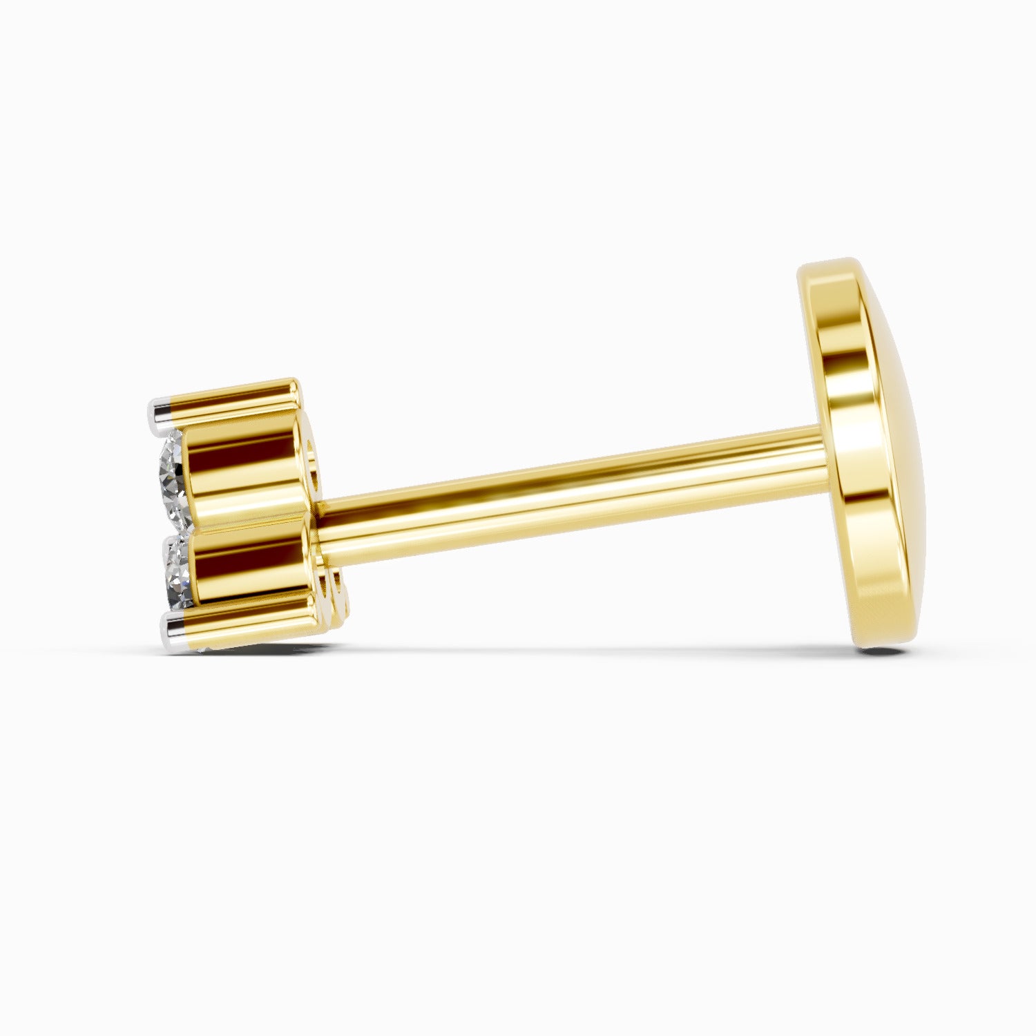 0.03 Ct Triangle Stud Round Shape Nose Pin | 14K Yellow Gold