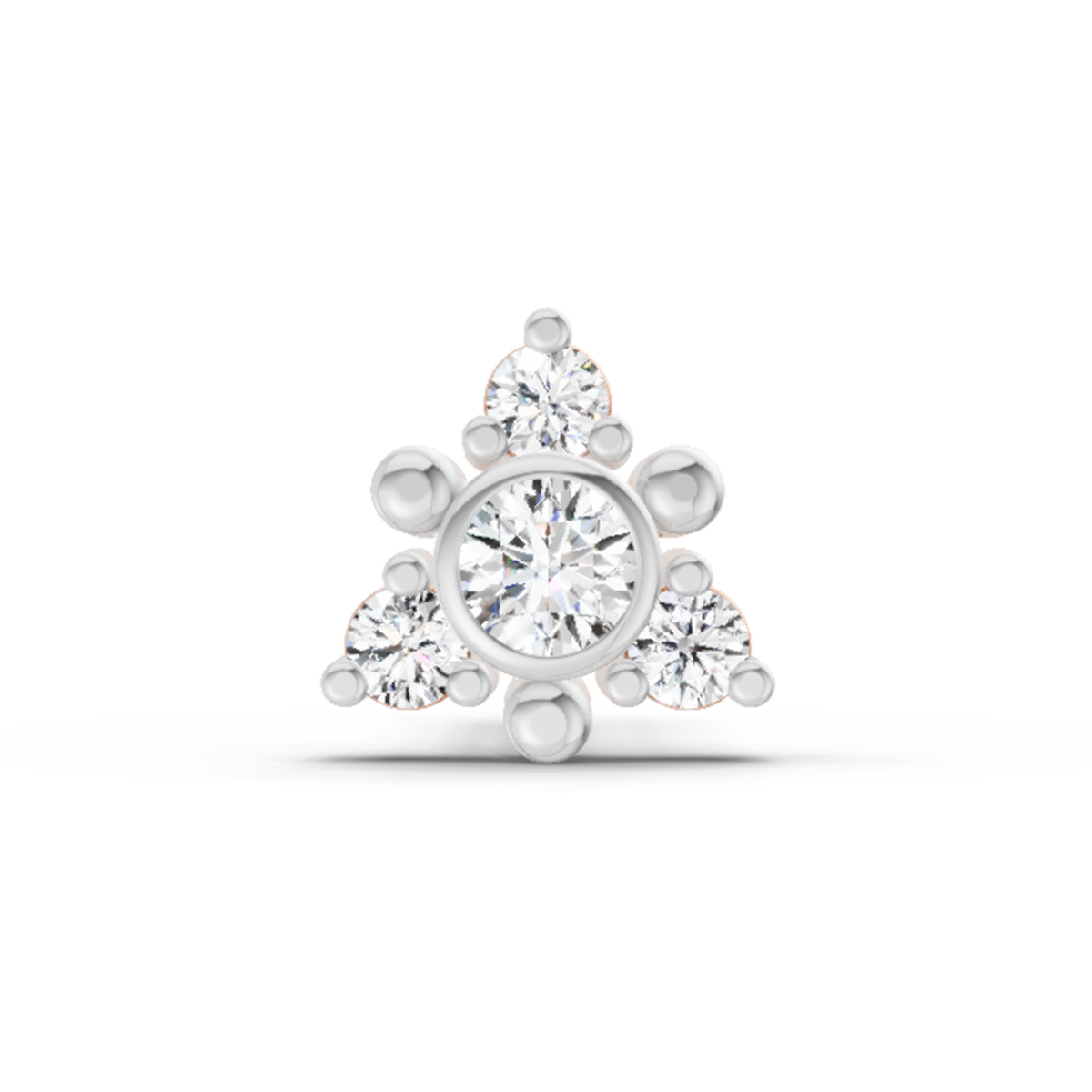 0.04 Ct Floral Nose Pin Round Shape | 14K Rose Gold