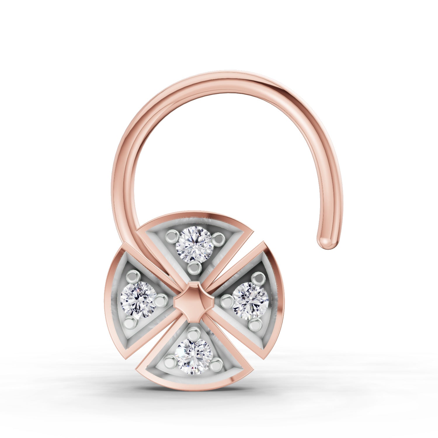 0.01 Carat Round Shape Diamond Nose Pin | 14K Rose Gold