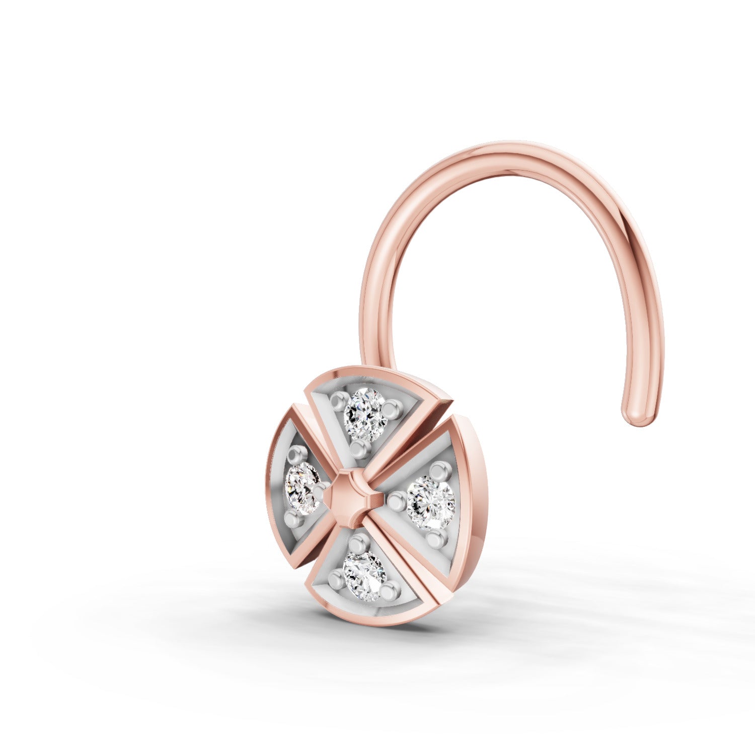 0.01 Carat Round Shape Diamond Nose Pin | 14K Rose Gold