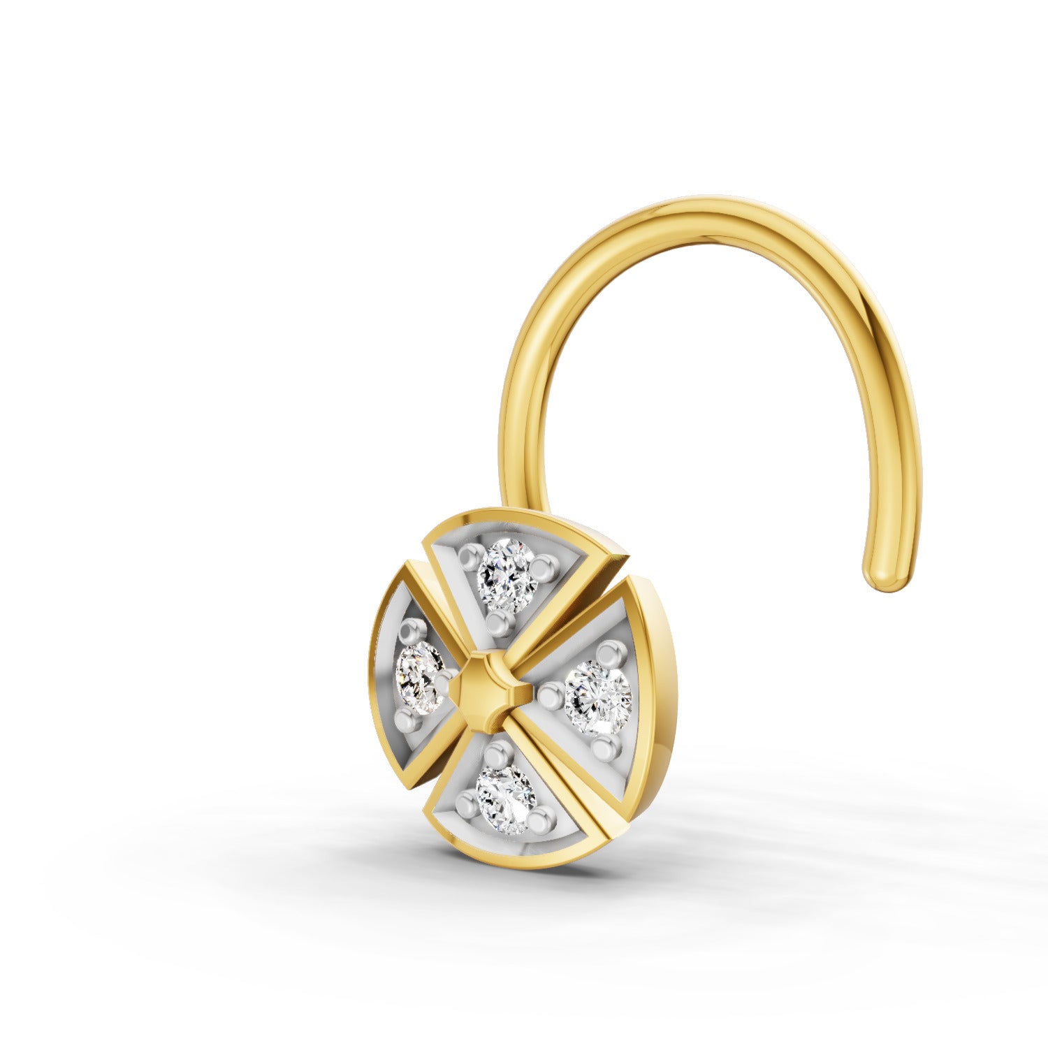 0.01 Carat Round Shape Diamond Nose Pin | 14K Yellow Gold