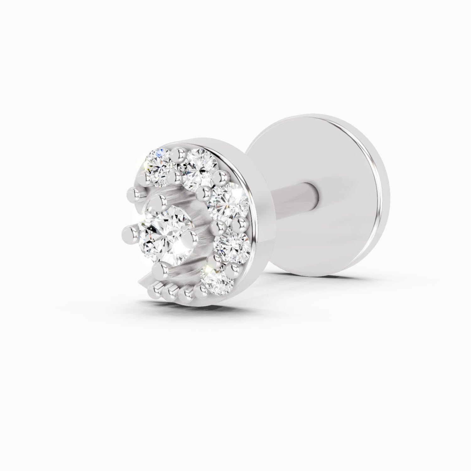 0.03 Carat Cluster Round Shape Diamond Nose Pin | 14K White Gold-Screw
