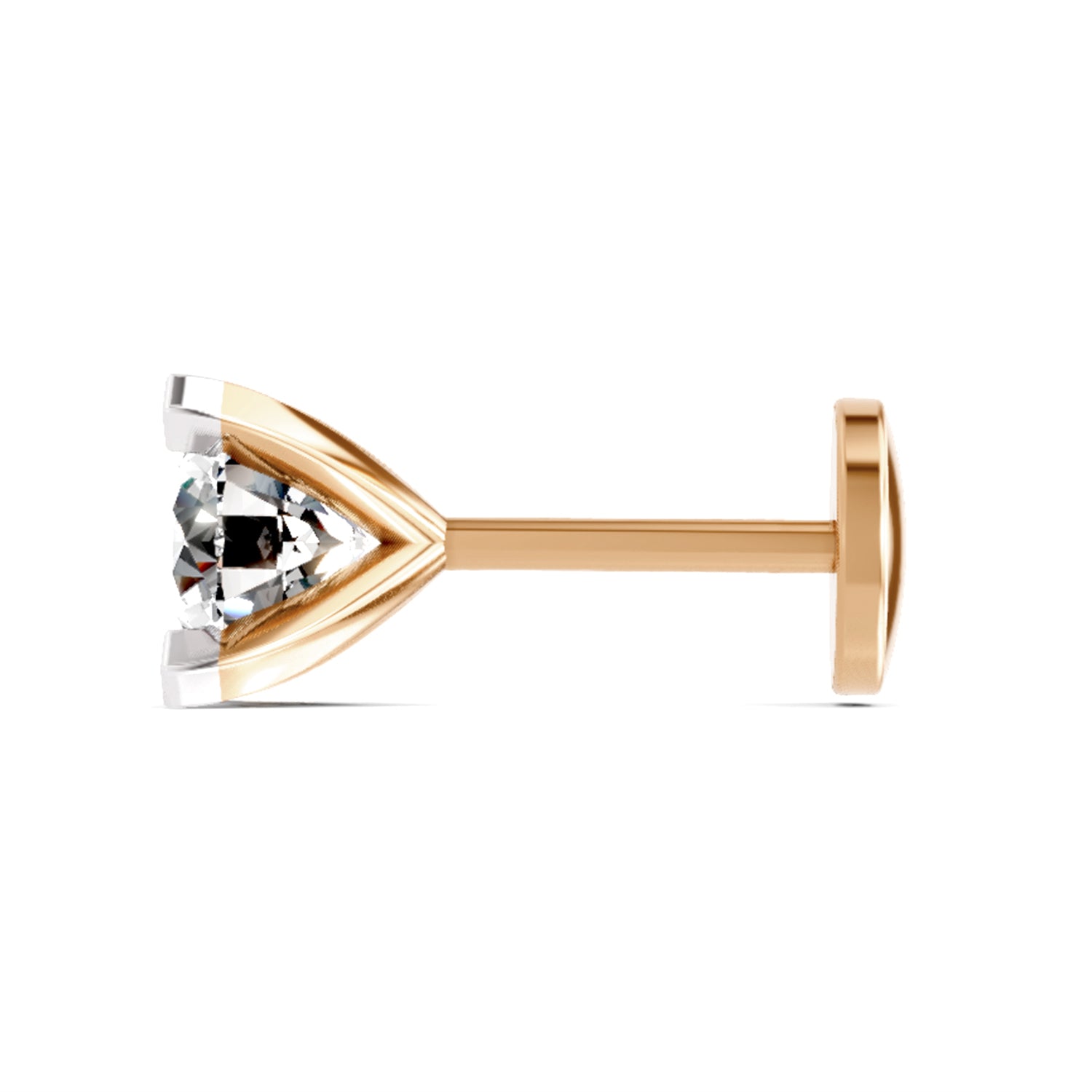 0.50 Carat Round Shape Solitaire Diamond Nose Pin | 14K Yellow Gold -Screw