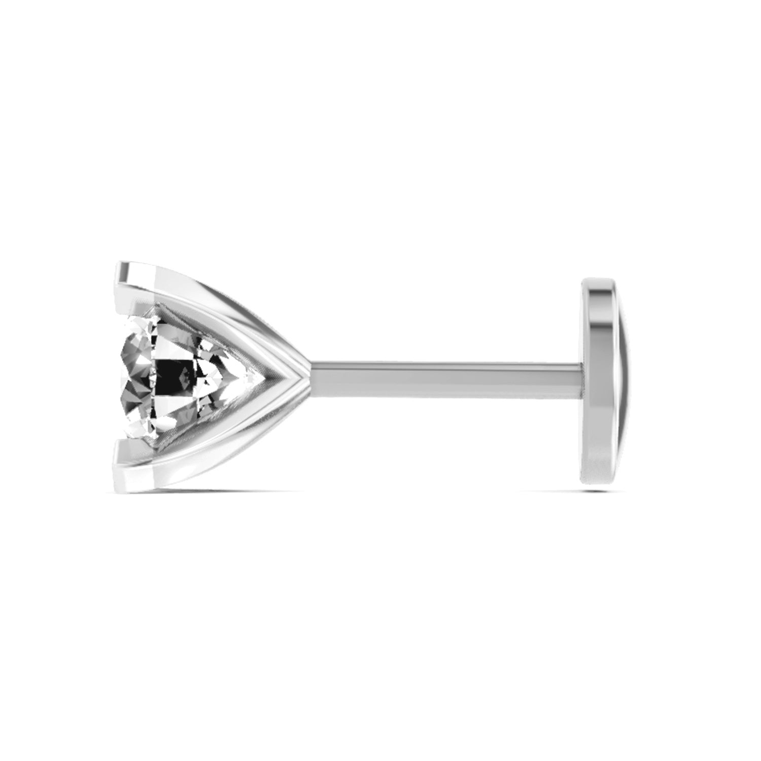 0.50 Carat Round Shape Solitaire Diamond Nose Pin | 14K Yellow Gold -Screw