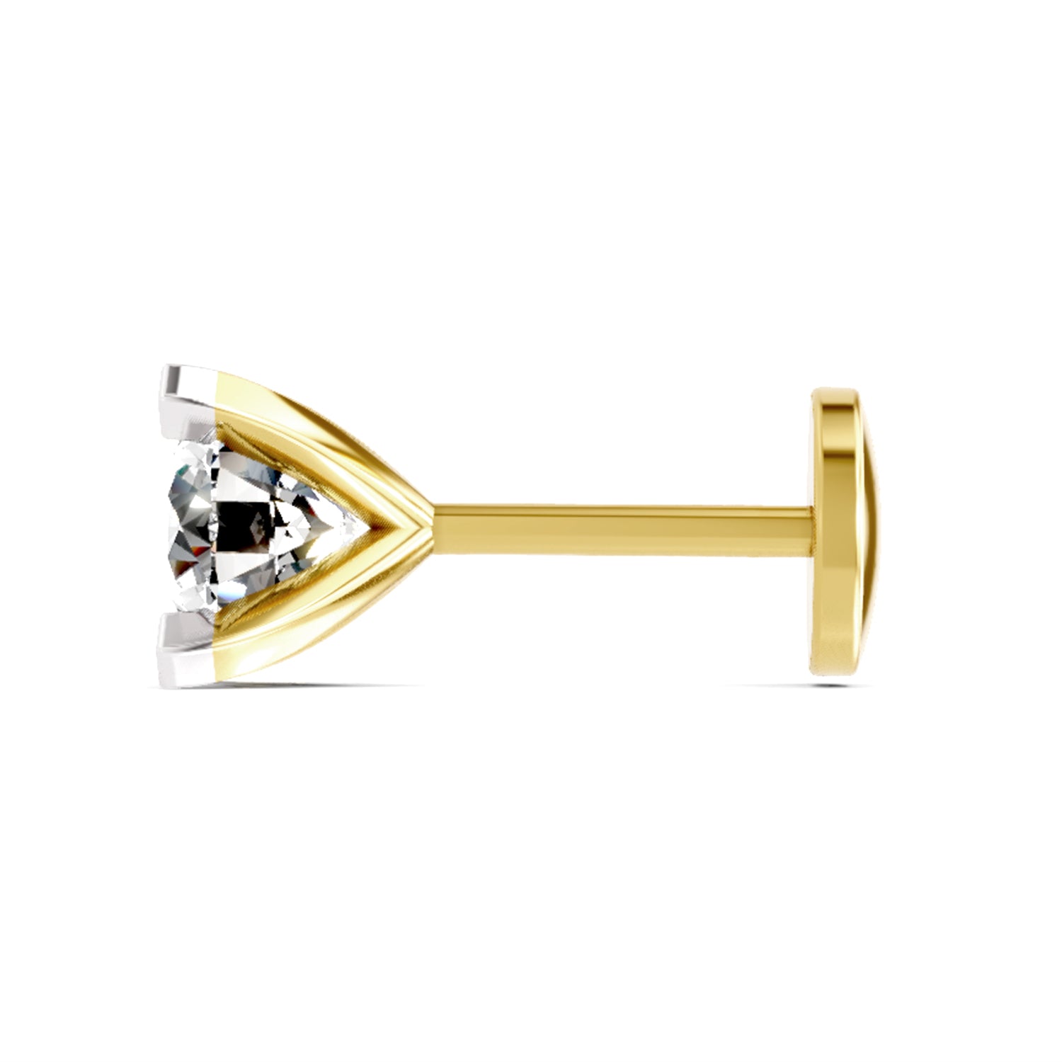 0.50 Carat Round Shape Solitaire Diamond Nose Pin | 14K Yellow Gold -Screw