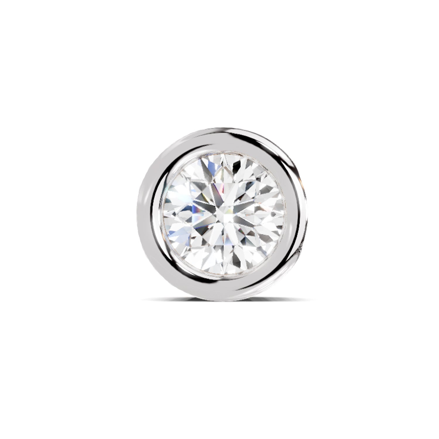 0.50 Carat Round Shape Bezel Solitaire Diamond Nose Pin | 14K Yellow Gold -Screw