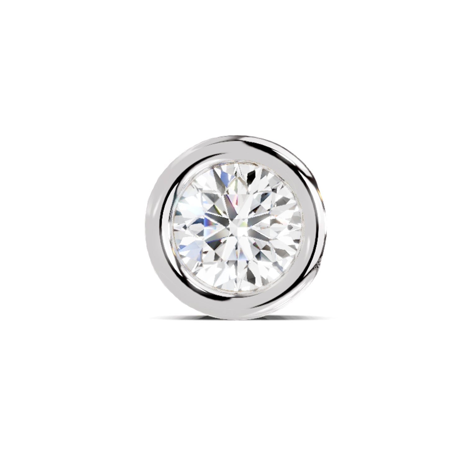 0.50 Carat Round Shape Bezel Solitaire Diamond Nose Pin | 14K Yellow Gold -Screw