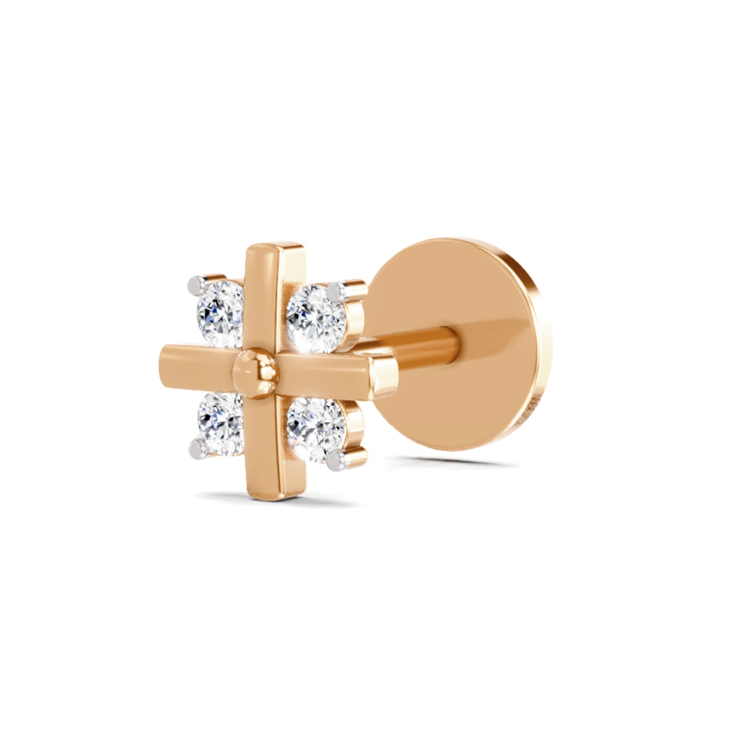 Floral Nosepin 0.06 Ct | 14Kt Yellow Gold