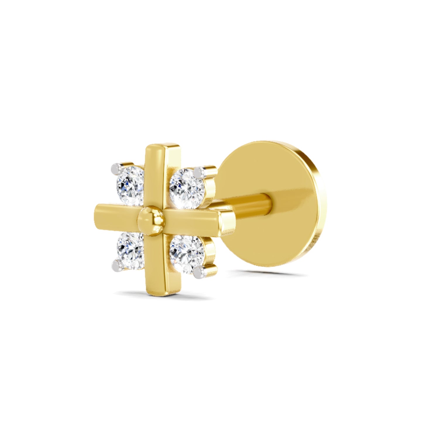 Floral Nosepin 0.06 Ct | 14Kt Yellow Gold