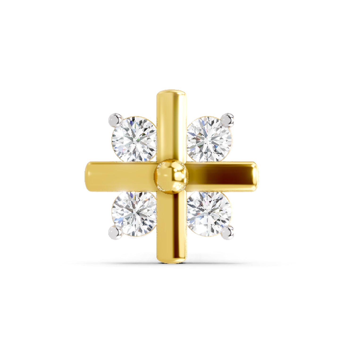 Floral Nosepin 0.06 Ct | 14Kt Yellow Gold