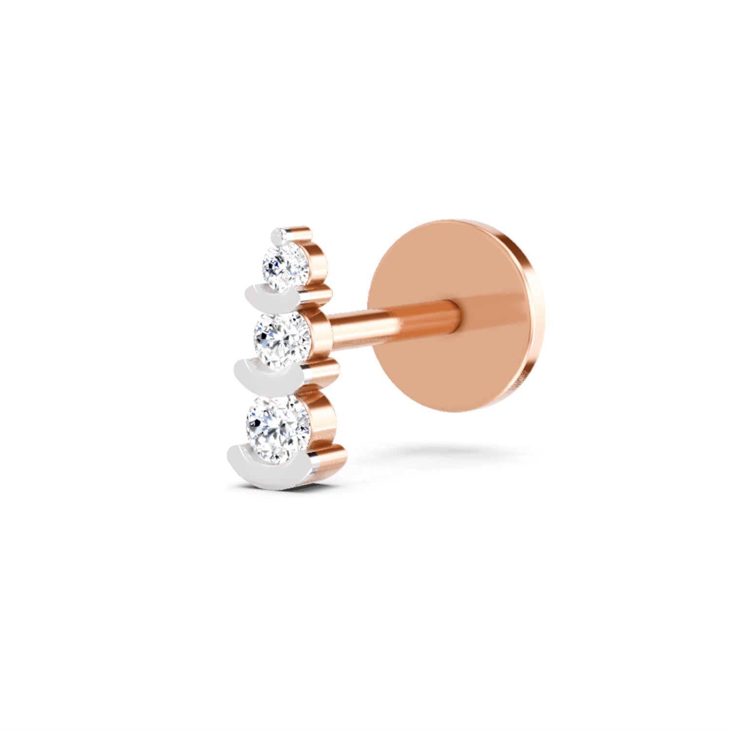 3 Stone Nosepin 0.06 Ct | 14Kt Yellow Gold