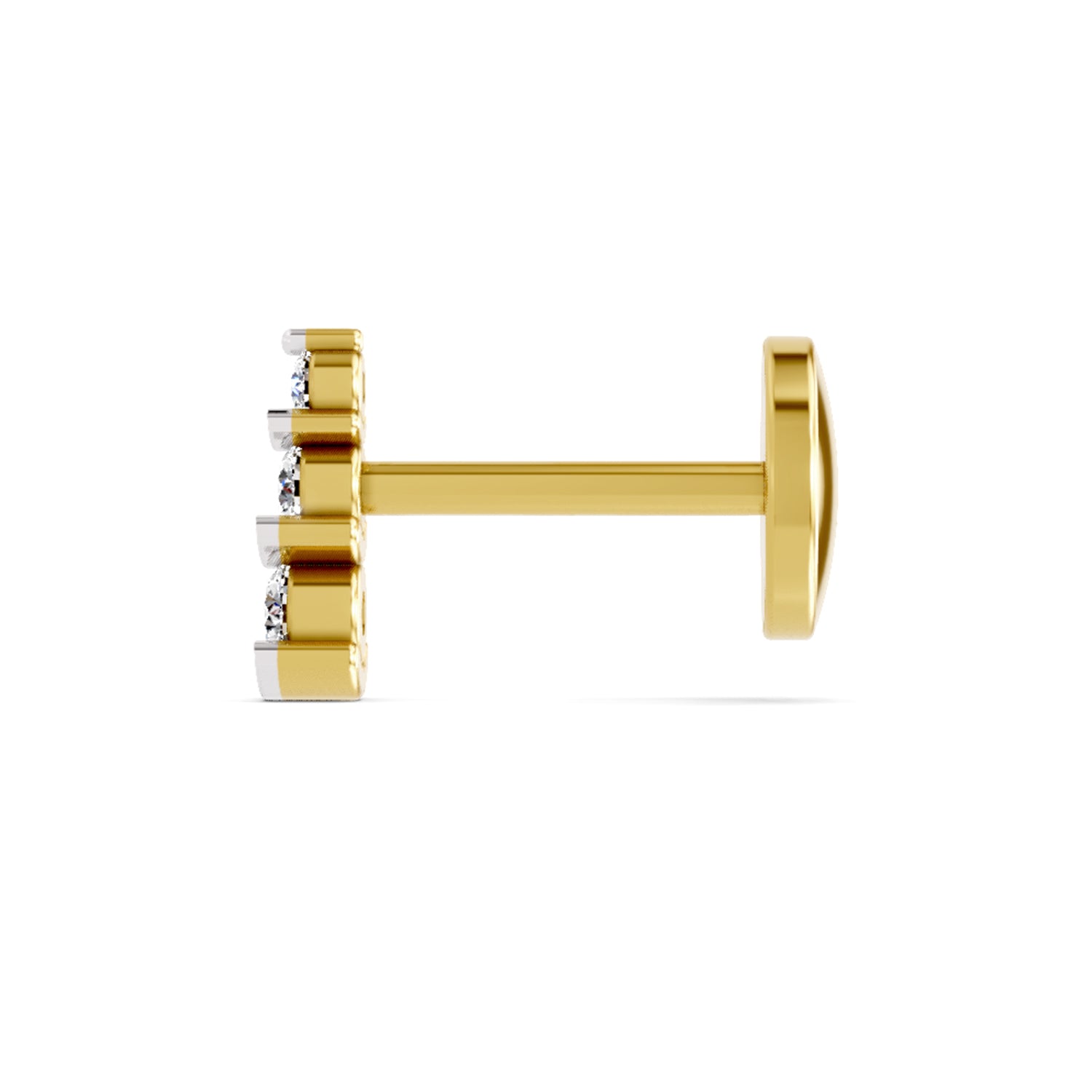 3 Stone Nosepin 0.06 Ct | 14Kt Yellow Gold