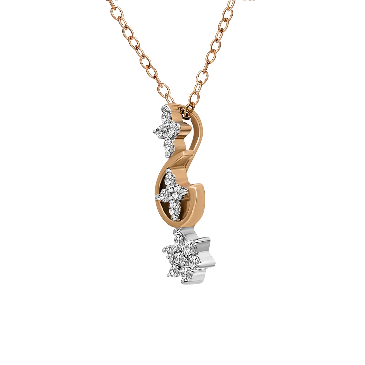 0.15 Ct Floral Diamond Pendant Necklace in 14Kt
