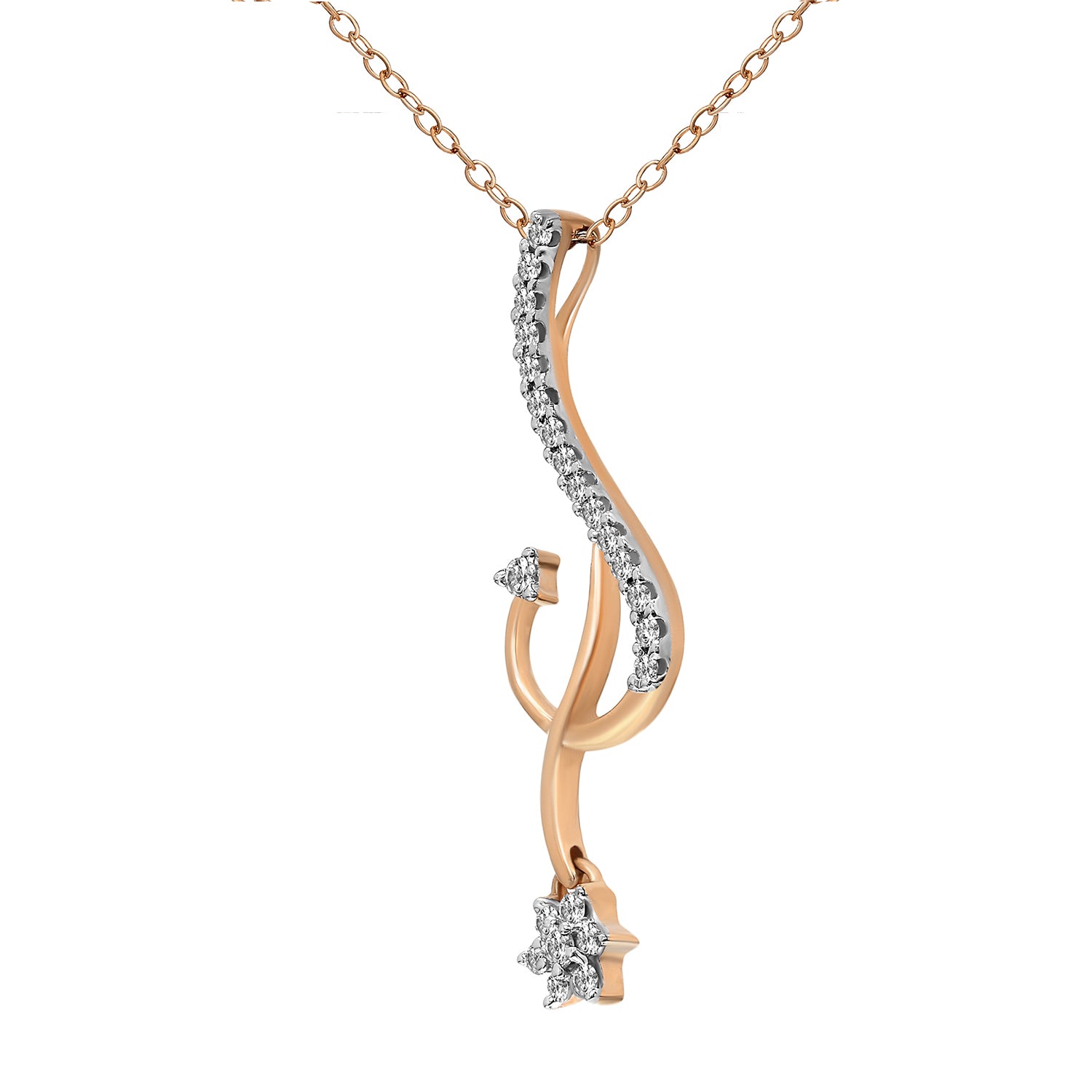 0.2 Ct Floral Diamond Pendant Necklace in 14Kt
