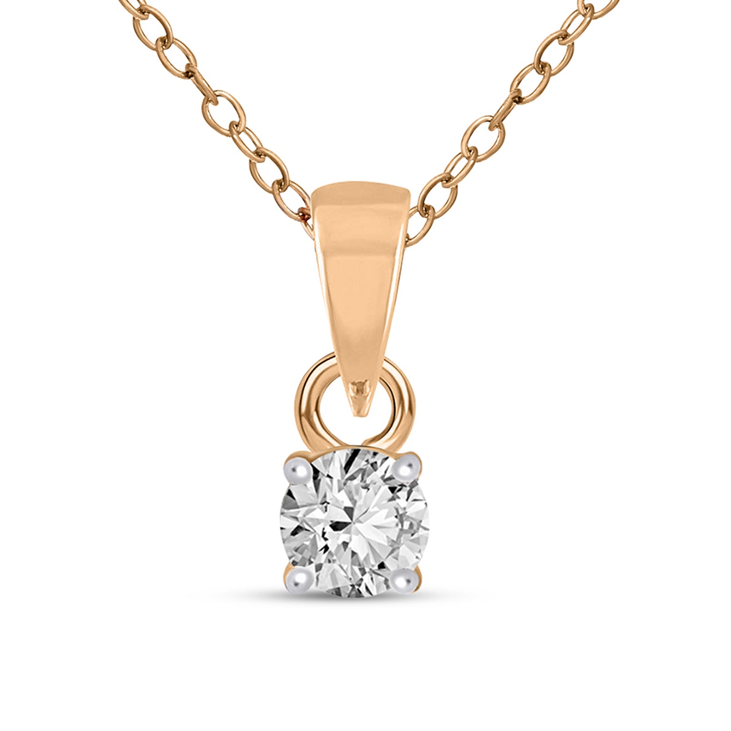 0.1 Ct Classic Solitaire Diamond Pendant Necklace in 14Kt