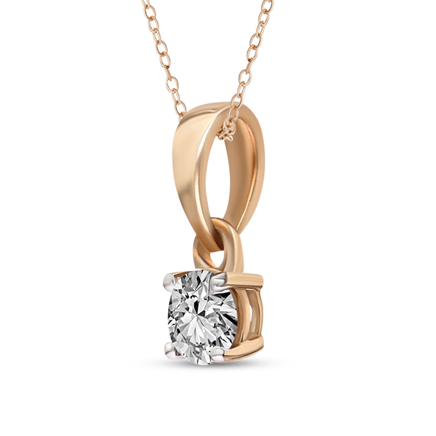 0.2 Ct Classic Solitaire Diamond Pendant Necklace in 14Kt