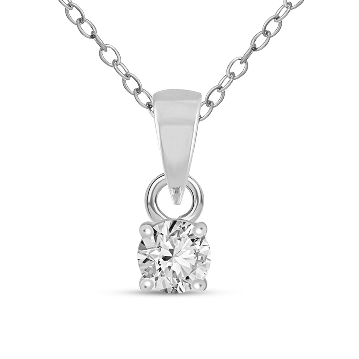 0.2 Ct Classic Solitaire Diamond Pendant Necklace in 14Kt