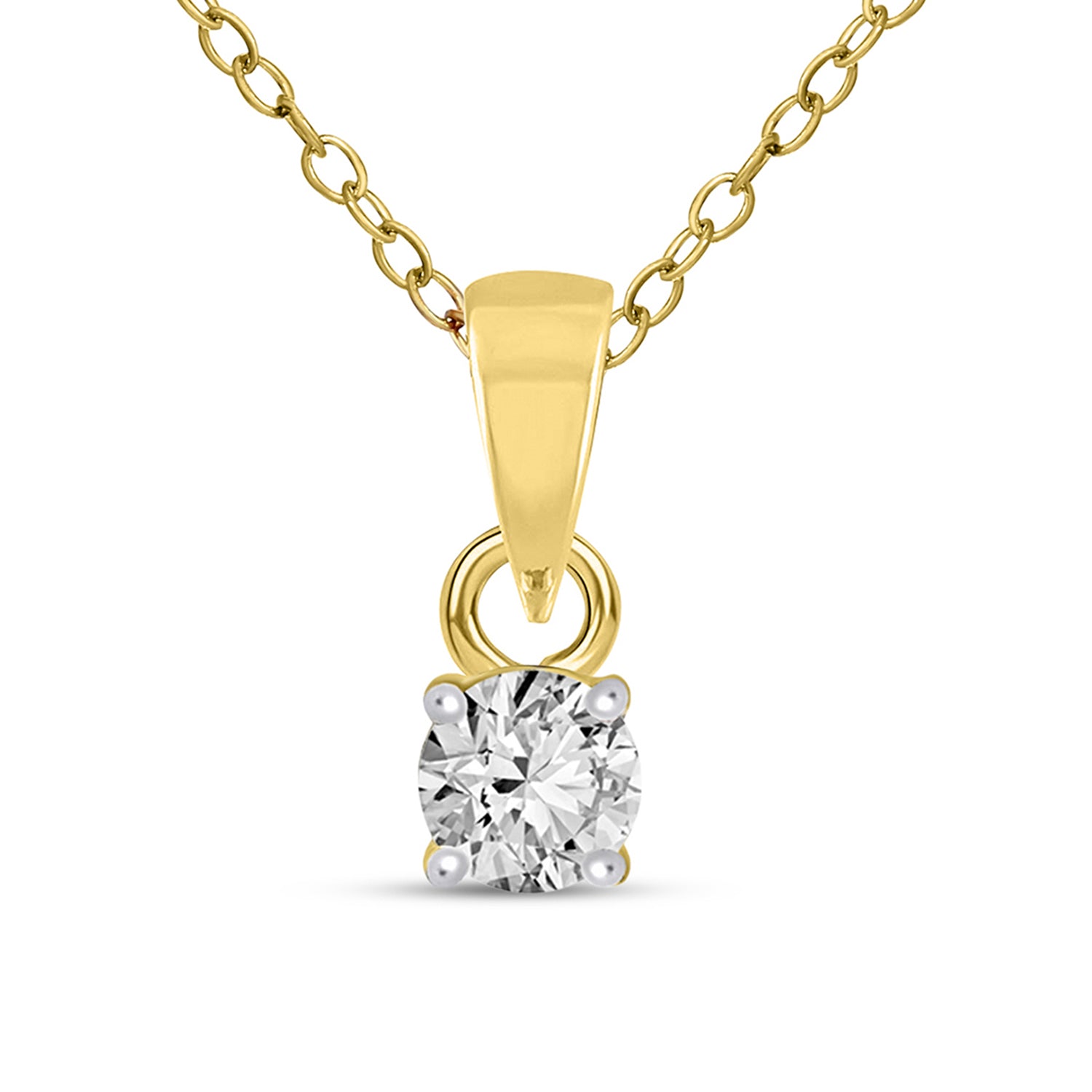 0.2 Ct Classic Solitaire Diamond Pendant Necklace in 14Kt