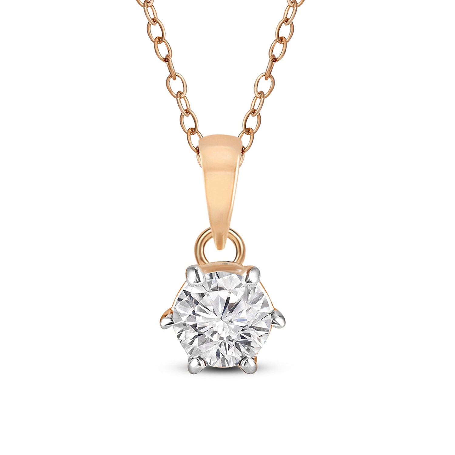 0.2 Ct 6 Prong Soltaire Pendant Necklace in 14Kt