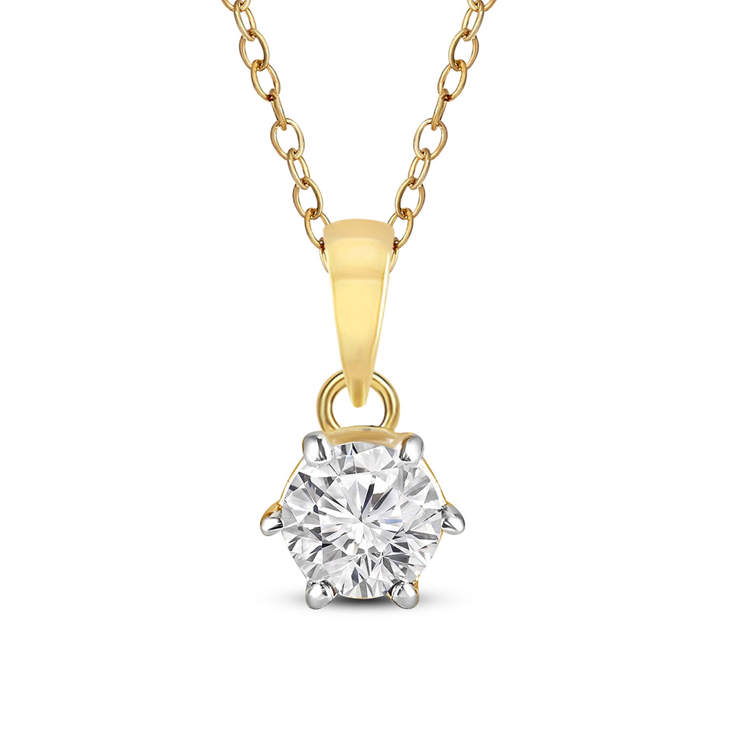 0.2 Ct 6 Prong Soltaire Pendant Necklace in 14Kt