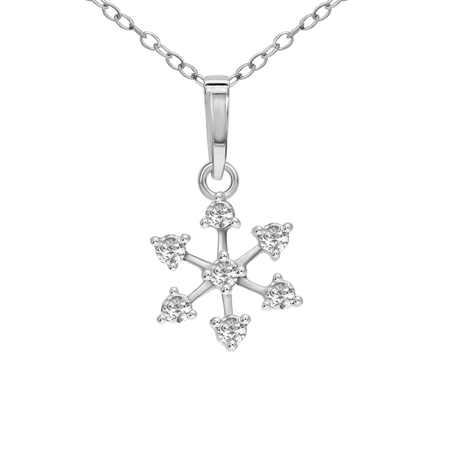 0.16 Ct Flower Blossom Diamond Pendant Necklace in 14Kt
