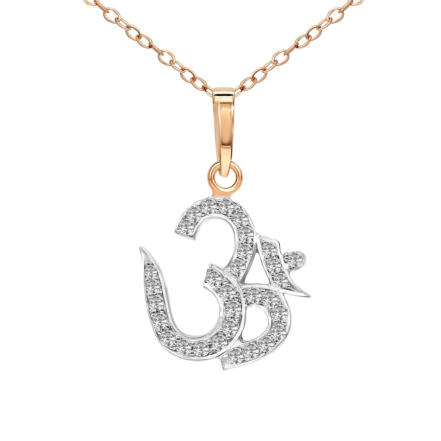 0.25 Ct Om Diamond Pendant Necklace in 14Kt