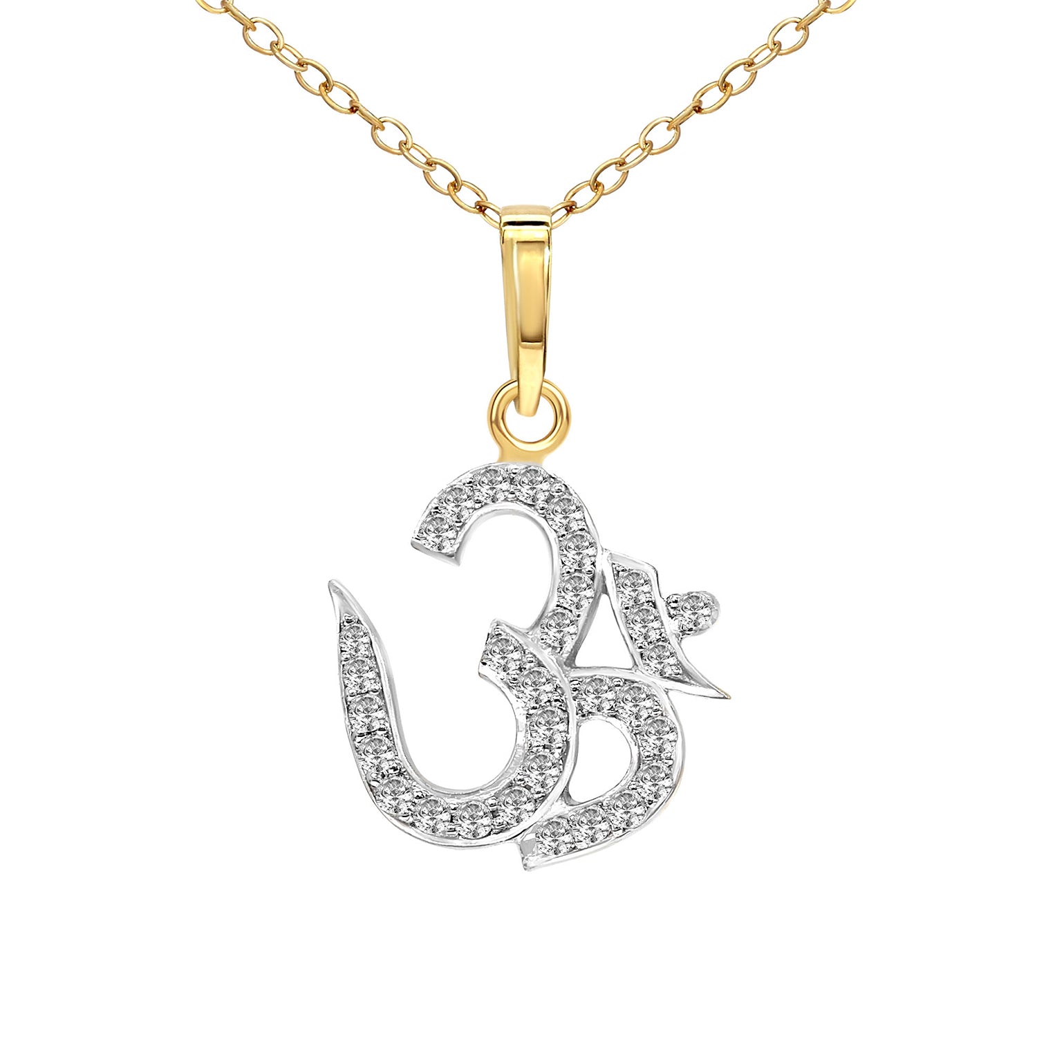 0.25 Ct Om Diamond Pendant Necklace in 14Kt