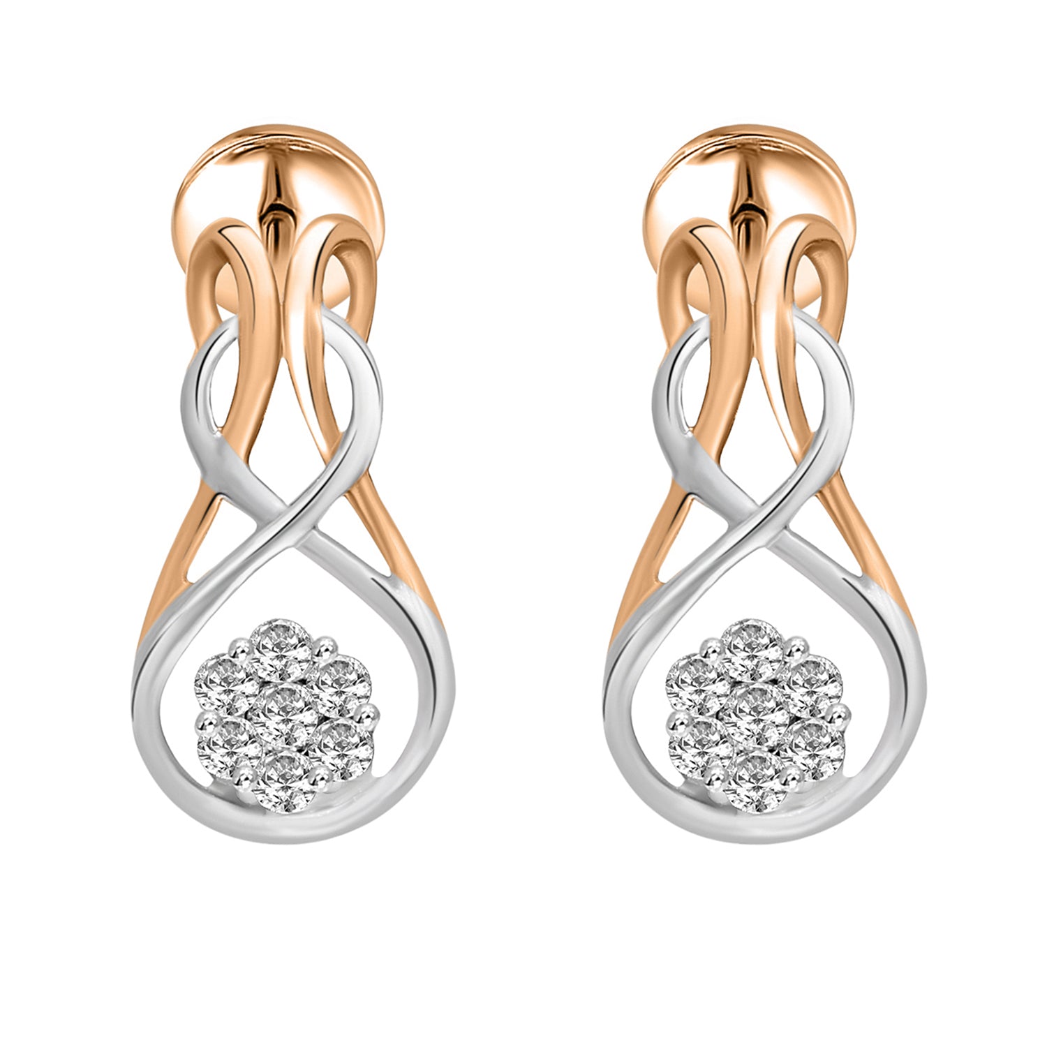 Triani Cluster Fancy Lab Grown Diamonds Earrings 0.14 Ct | 14Kt Rose Gold