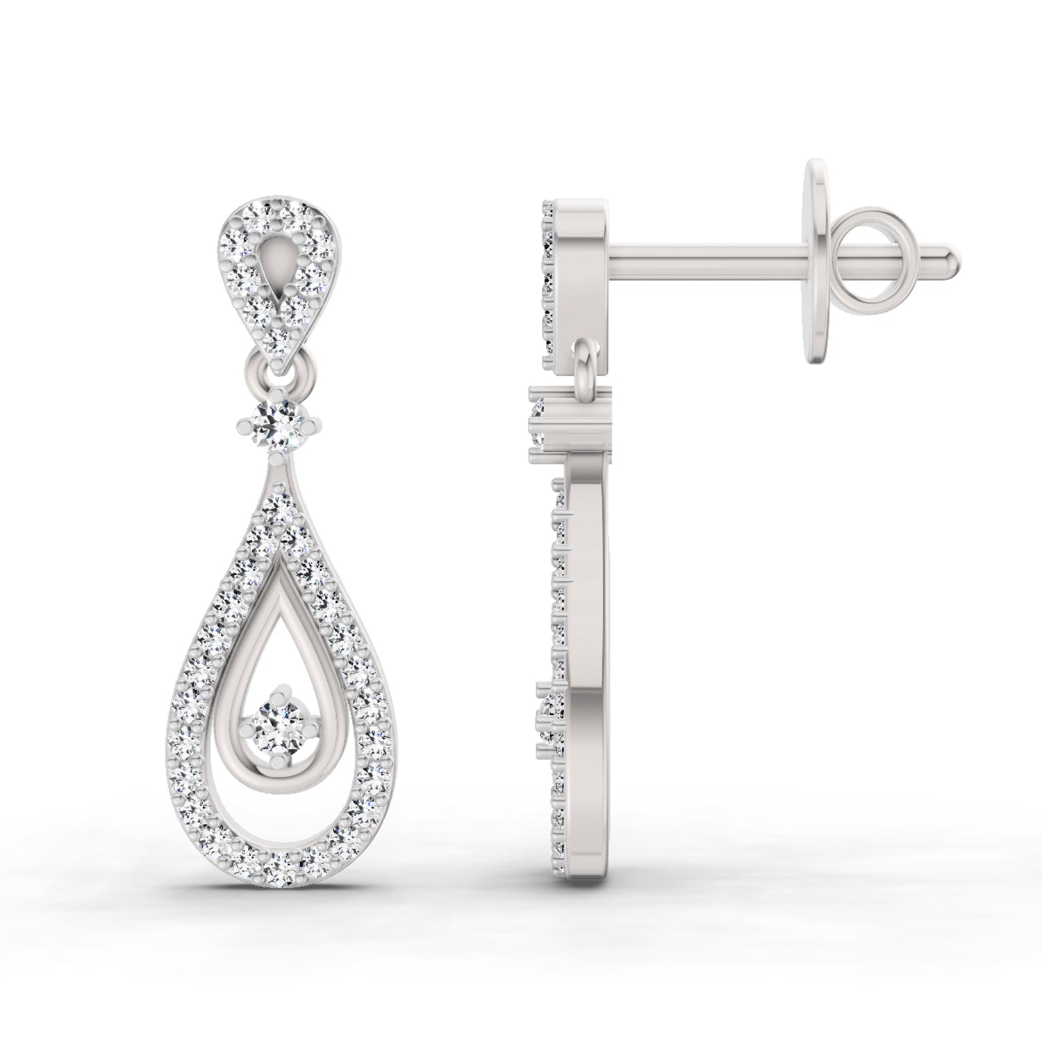 0.21 Ct Round Shape Dangle Diamond Earrings | 14K Rose Gold