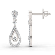 0.21 Ct Round Shape Dangle Diamond Earrings | 14K White Gold