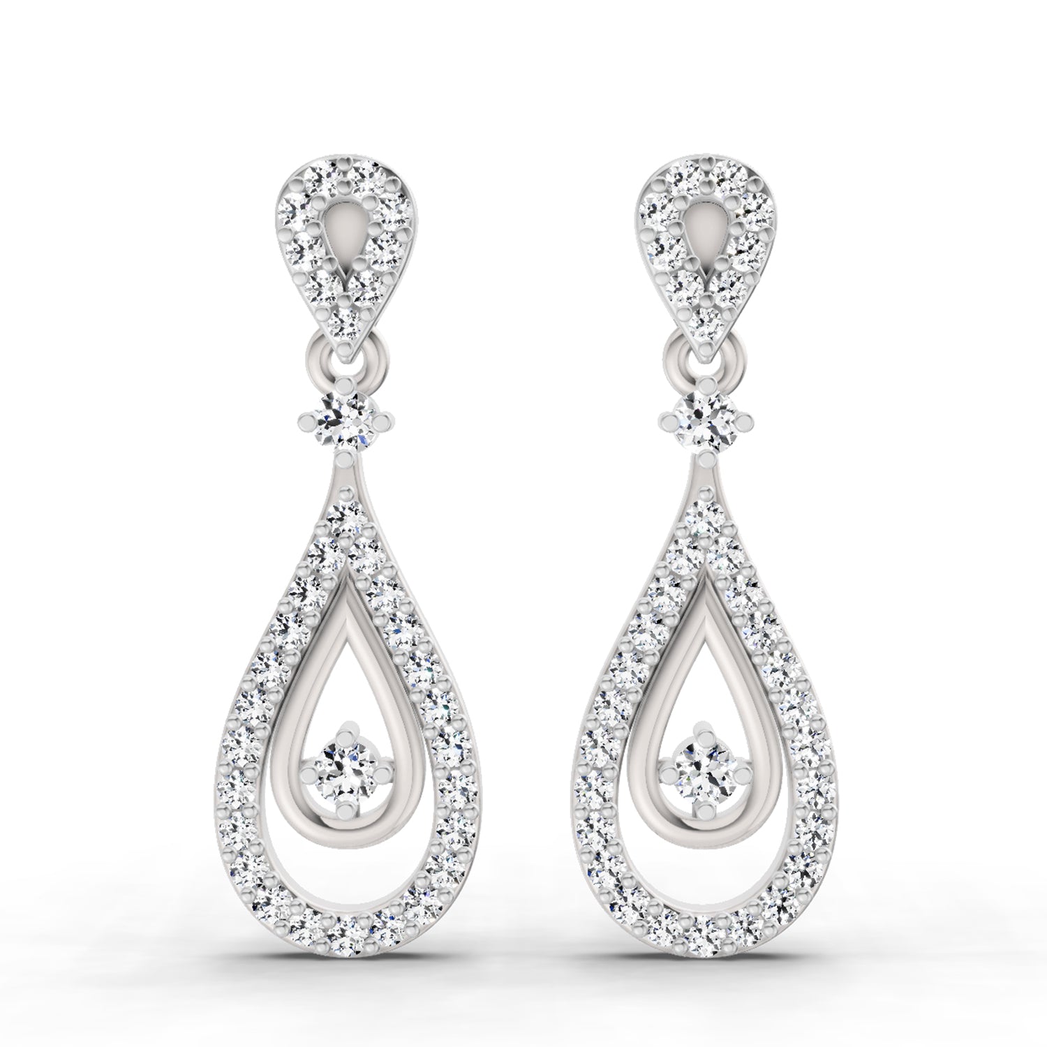 0.21 Ct Round Shape Dangle Diamond Earrings | 14K Rose Gold
