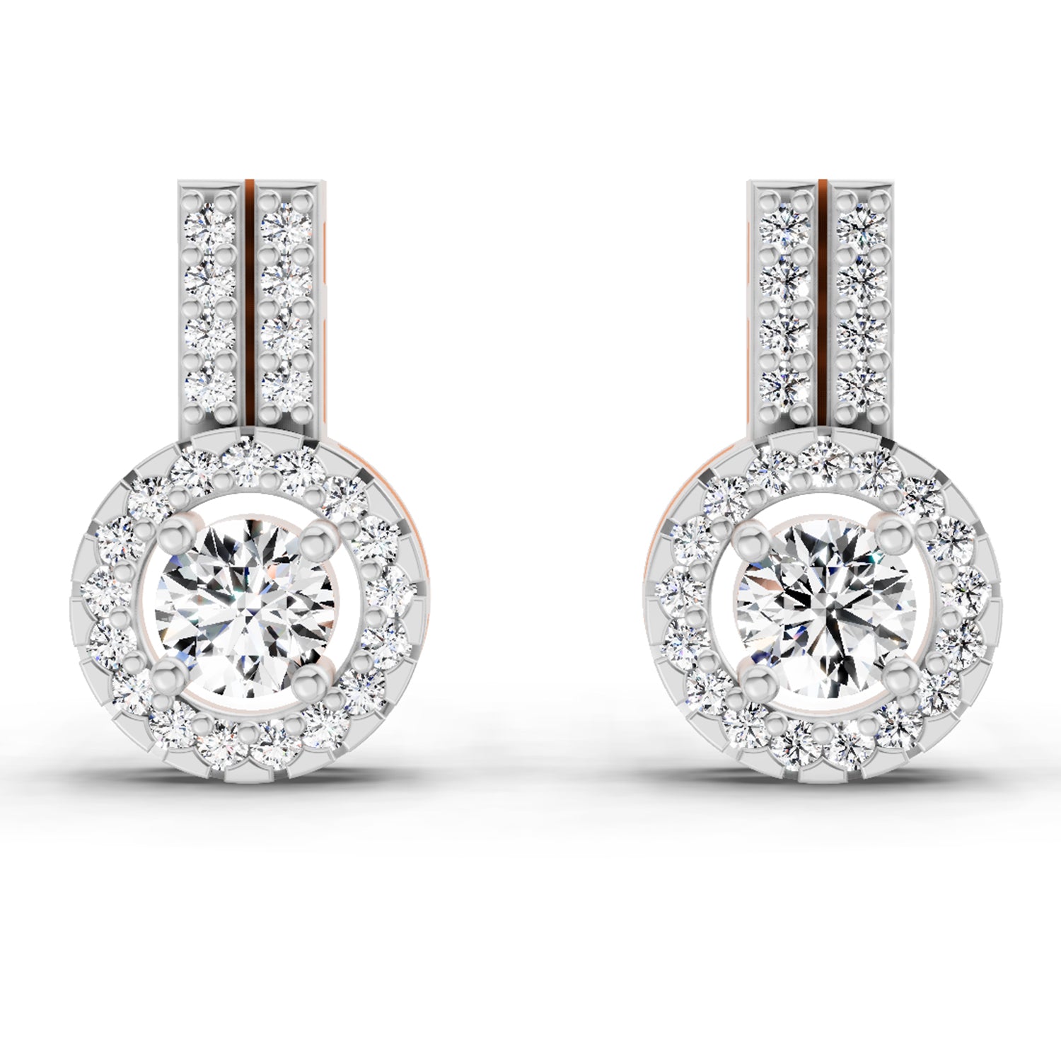 0.88 Ct Round Shape Solitaire Diamond Stud Earrings | 14K Rose Gold