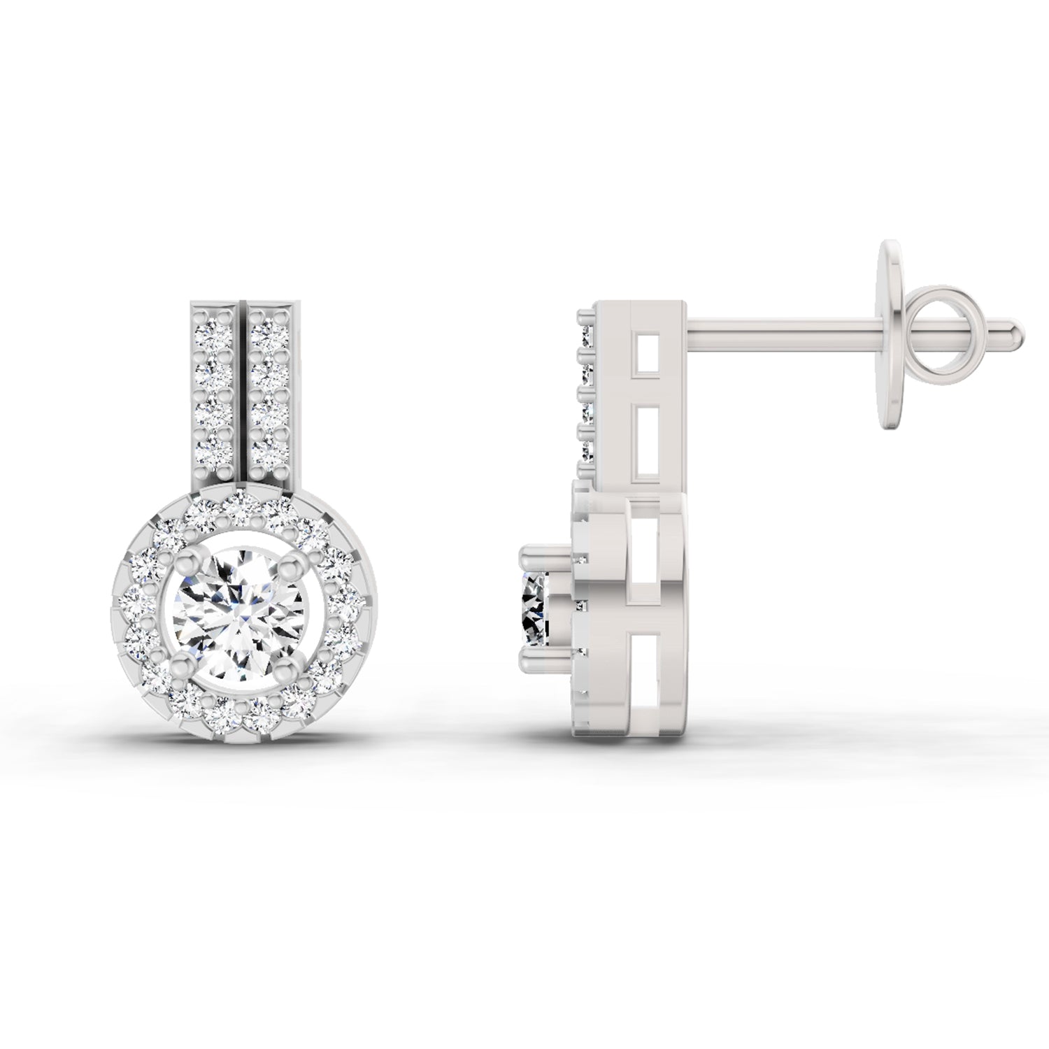 0.88 Ct Round Shape Solitaire Diamond Stud Earrings | 14K Rose Gold