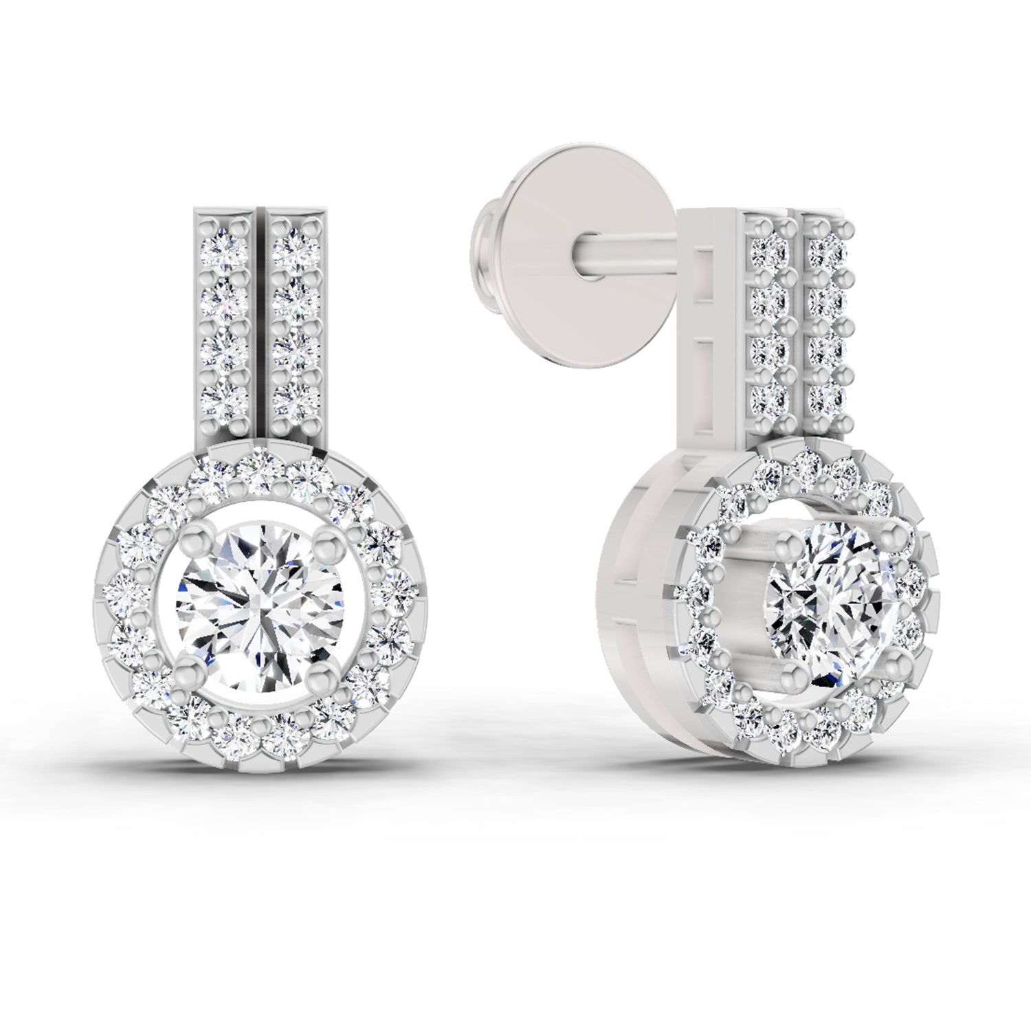 0.88 Ct Round Shape Solitaire Diamond Stud Earrings | 14K Rose Gold