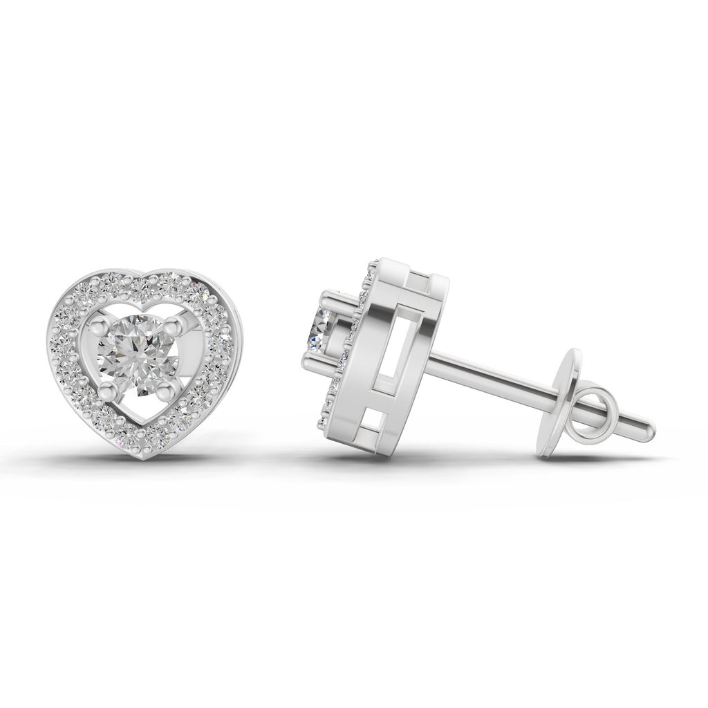 0.58 Ct Round Shape Halo Diamond Stud Earrings | 14K Rose Gold