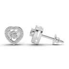 0.58 Ct Round Shape Halo Diamond Stud Earrings | 14K Rose Gold
