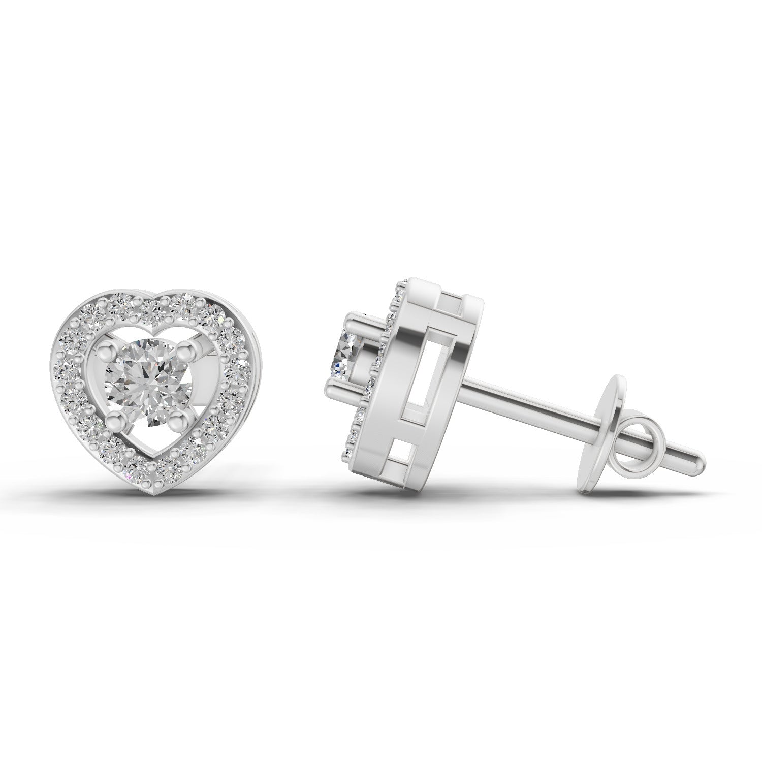 0.58 Ct Round Shape Halo Diamond Stud Earrings | 14K Rose Gold