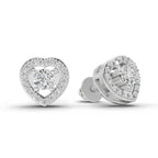 0.58 Ct Round Shape Halo Diamond Stud Earrings | 14K Rose Gold
