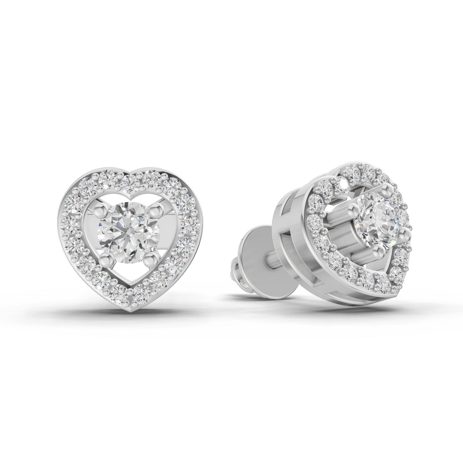 0.58 Ct Round Shape Halo Diamond Stud Earrings | 14K Rose Gold