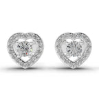 0.58 Ct Round Shape Halo Diamond Stud Earrings | 14K Rose Gold