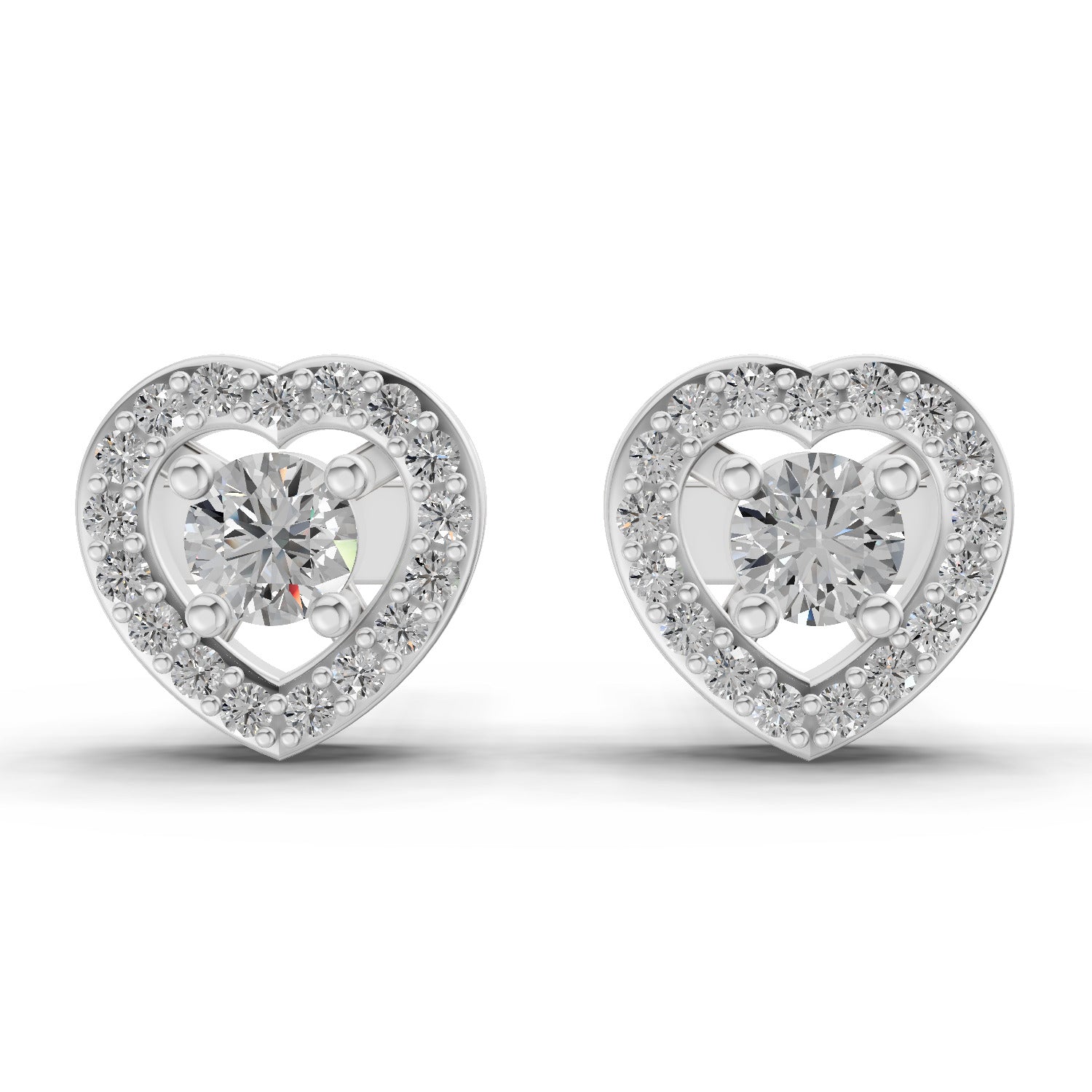 0.58 Ct Round Shape Halo Diamond Stud Earrings | 14K Rose Gold