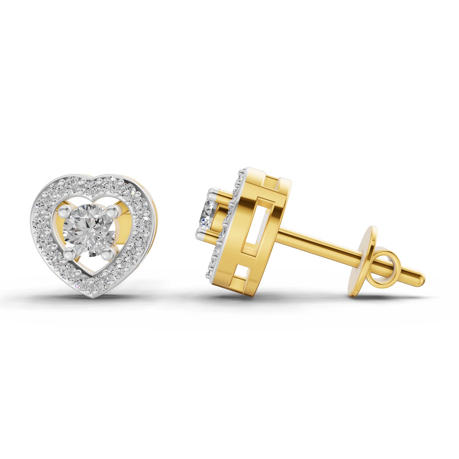 0.58 Ct Round Shape Halo Diamond Stud Earrings | 14K Rose Gold