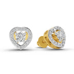 0.58 Ct Round Shape Halo Diamond Stud Earrings | 14K Rose Gold