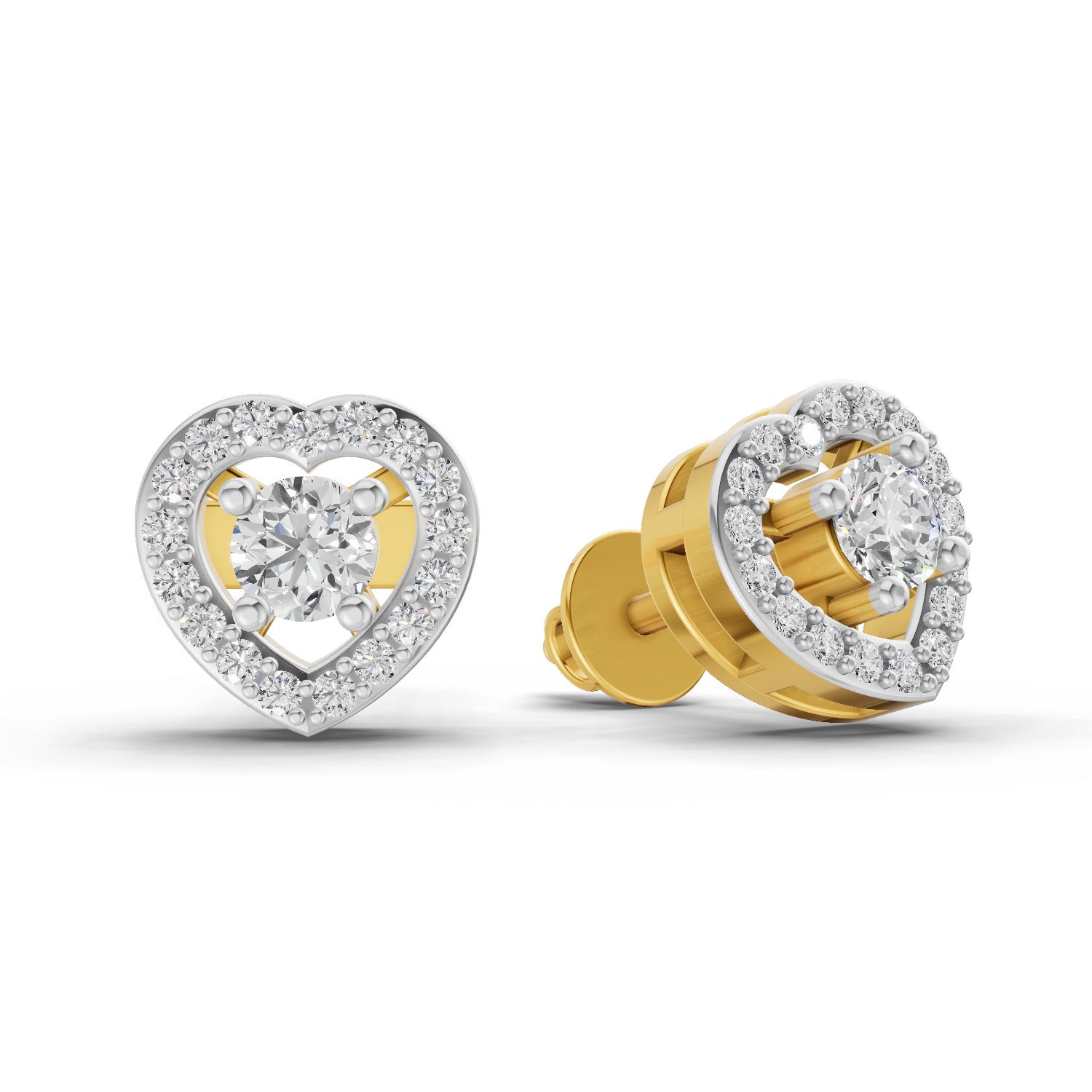 0.58 Ct Round Shape Halo Diamond Stud Earrings | 14K Rose Gold