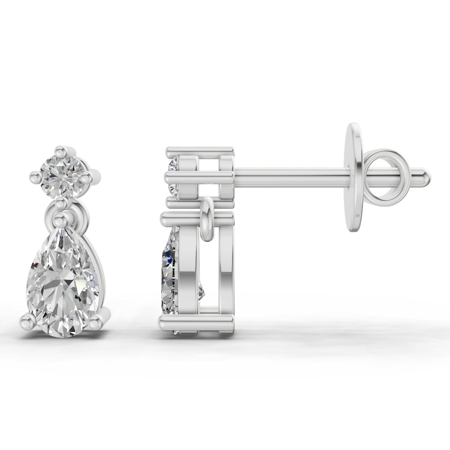 0.89 Ct  Pear-Shaped Diamond Drop Stud Earrings | 14K Rose Gold