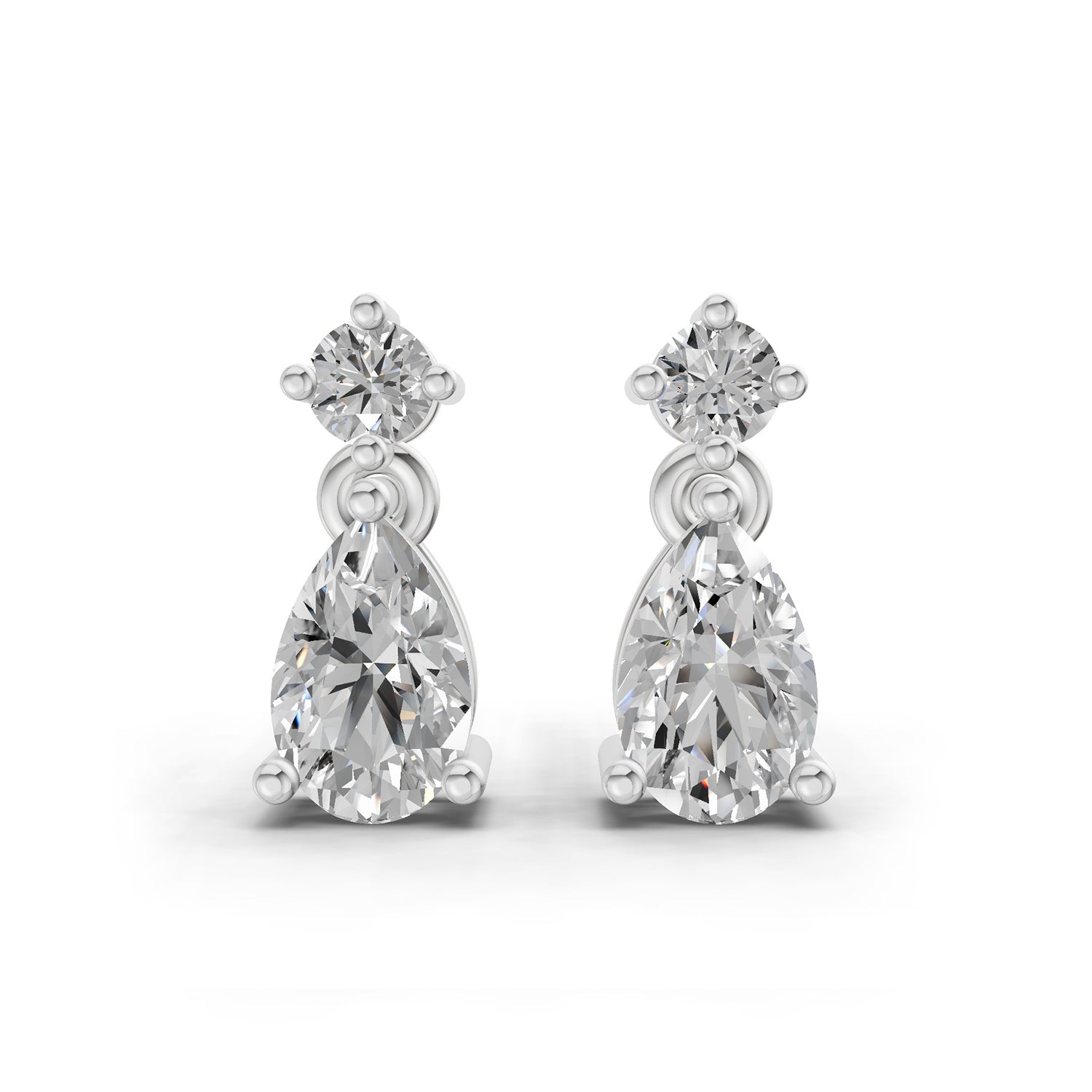 0.89 Ct  Pear-Shaped Diamond Drop Stud Earrings | 14K Rose Gold